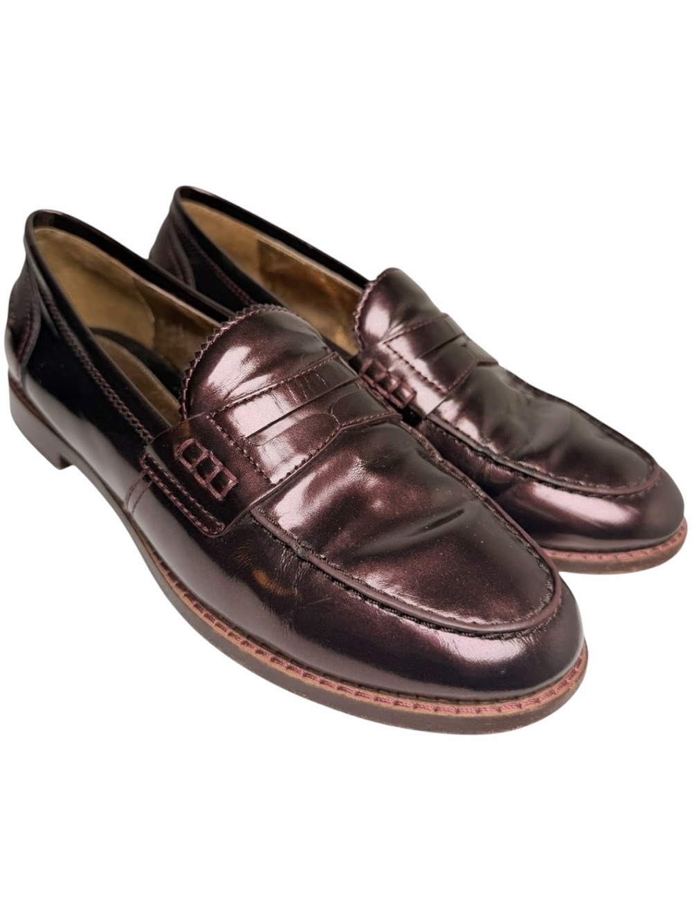 Johnston & Murphy Gillian Burgundy Patent Leather Penny Loafers Women 7